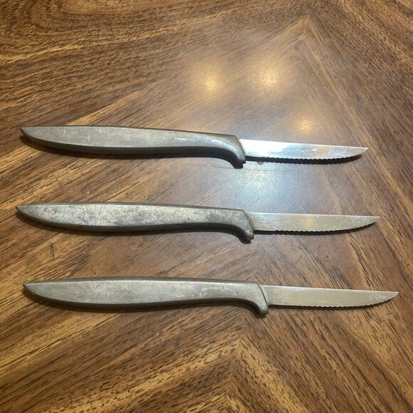 Neusteters Steak Knives Lot 3 Stainless Steel Made In France MCM Unique - Picture 5 of 6